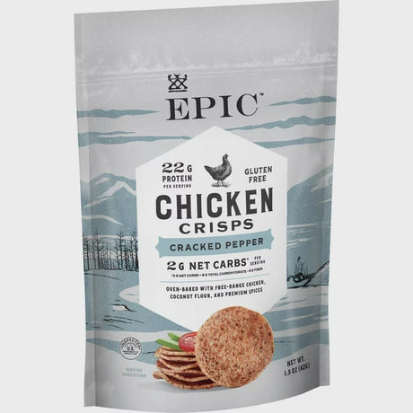 Epic Chicken Crunched Black Pepper Crisps (Pack of 6 - 1.5 Oz) - Cozy Farm 