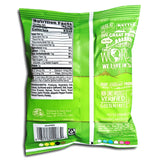  bag of Kettle Brand Jalapeno potato chips with nutrition facts label and branding on a white background
