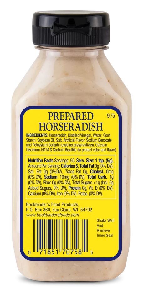 Bookbinder's Prepared Horseradish, 9.75 oz, Pack of 9