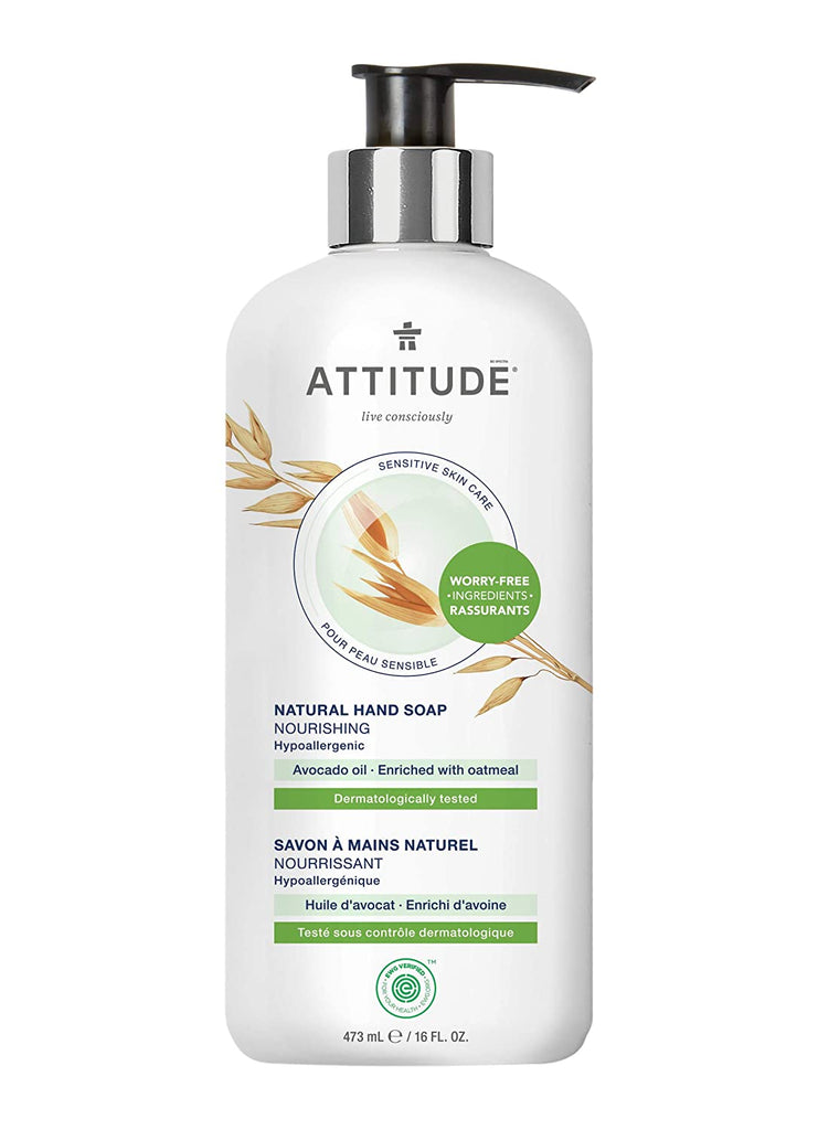 Attitude Hand Soap, Sensitive, Avocado, 16 Fl Oz - Cozy Farm 