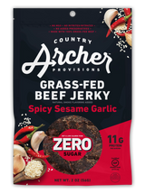 Country Archer Spicy Sesame Garlic Beef Jerky - 2 Oz - Zero Sugar - Case of 12 - Cozy Farm 