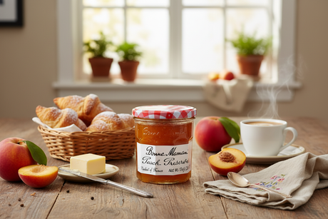 Bonne Maman Peach Preserves Breakfast Scene