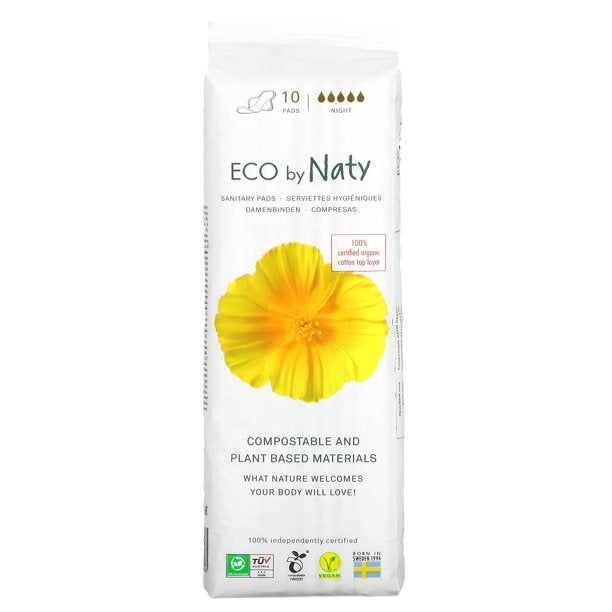 Eco By Naty - Pads Sanitary Night (Pack of 16-10 Ct) - Cozy Farm 