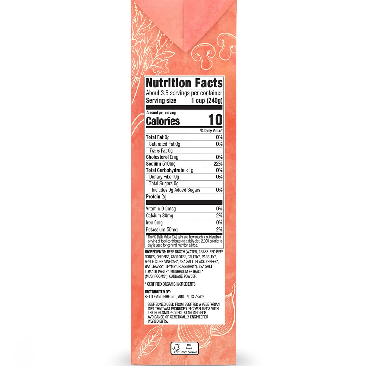 Kettle & Fire Low Sodium Beef Broth, 32 oz Cartons (Pack of 8)