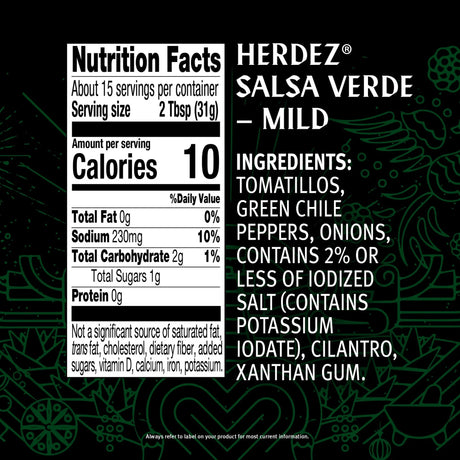 Herdez Salsa Verde, Mild,  16 Oz, Pack of 12