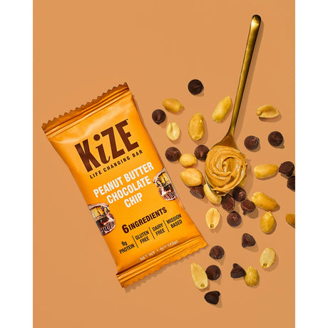 Kize Concepts Energy Bar, Raw Peanut Butter Chocolate Chip, 1.5 Oz., Case of 10