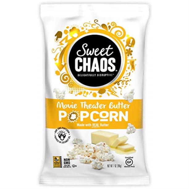 Sweet Chaos PCRN Butter Movie Theater Popcorn, Pack of 8 - 7 Oz Bags - Cozy Farm 