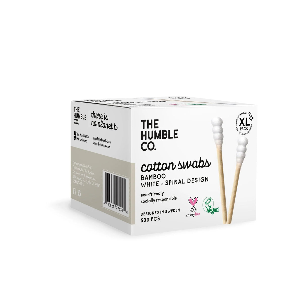 The Humble Co. - Bamboo Cotton Swabs, 500 Count (Case of 4) - Eco-Friendly Swabs
