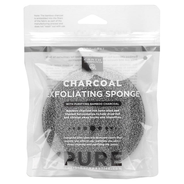 Earth Therapeutics - Charcoal Exfoliating Sponge, 1 ct (Each) - Gentle Skin Cleansing