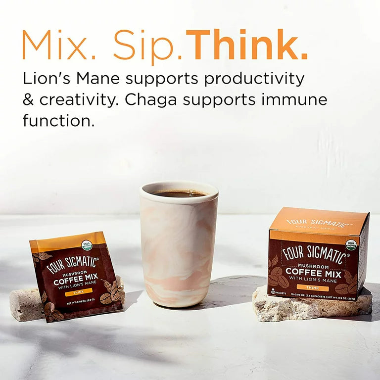 Four Sigmatic Mushroom Coffee (10ct) - Lion's Mane & Chaga for Focus & Immunity - Cozy Farm 
