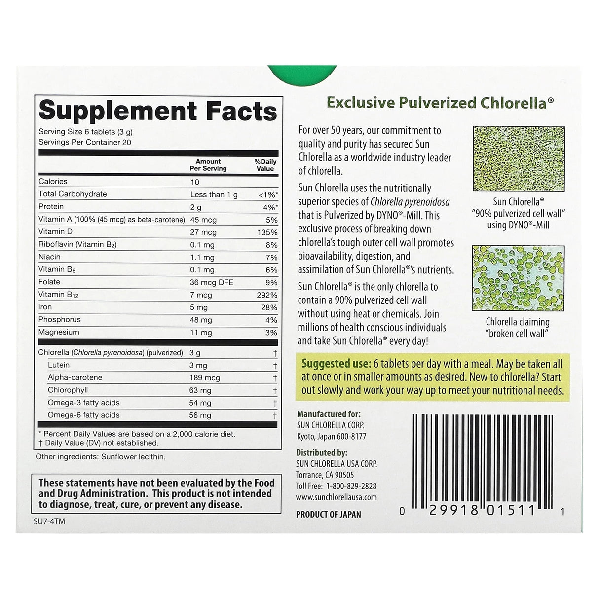 Supplement label with detailed nutritional information and branding details.