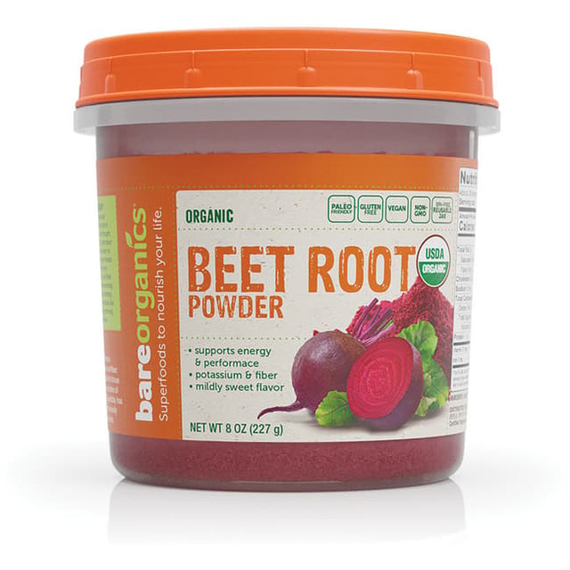 Bare Organics - Organic Beet Root Powder, 8 oz - Superfood Supplement