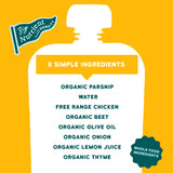 Product label with ingredients on a yellow background