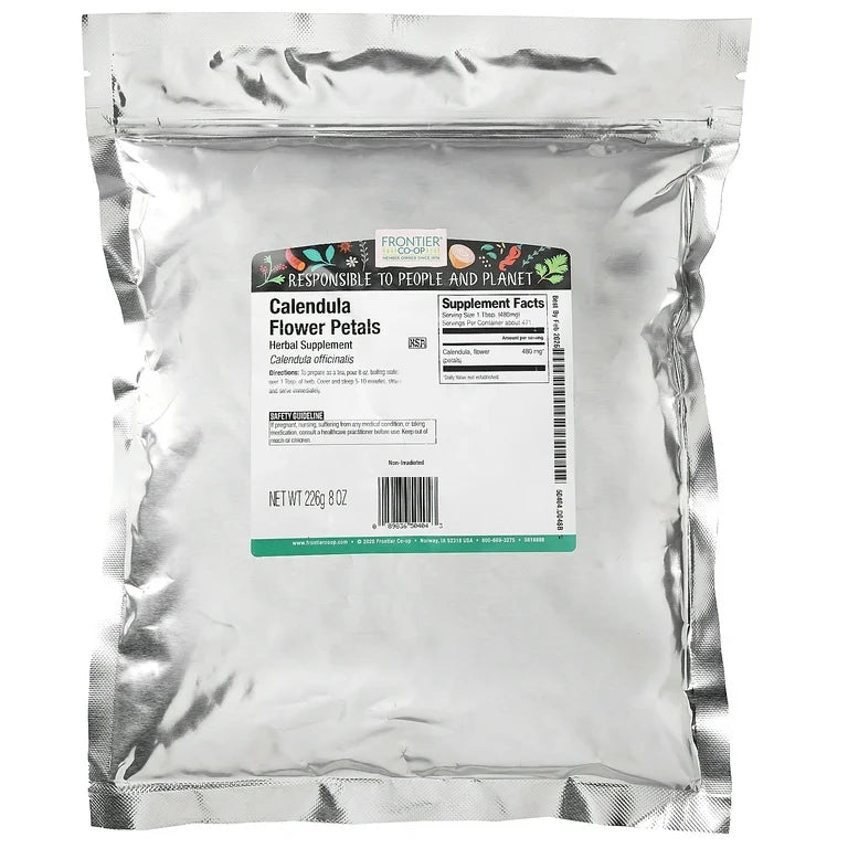 Frontier Natural Products Coop - Organic Calendula Flower Petals, 8 oz (Pack of 12) - Kosher, Yeast-Free