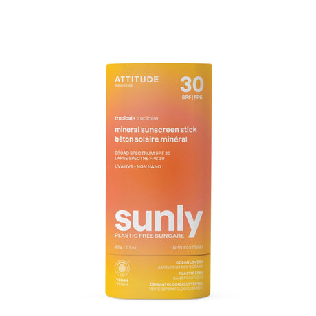 Attitude Sunscreen Stick - Tropical, 2.1 oz - Broad Spectrum Protection