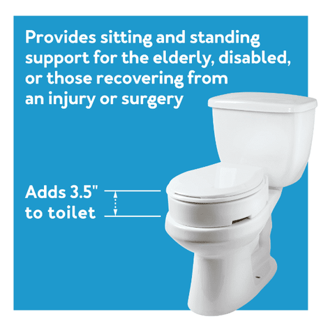 Carex Elongated Raised Toilet Seat - Elevated Riser for Standard & Elongated Toilets - 300 lb Capacity