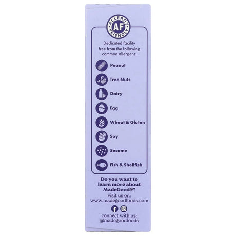 Purple label with allergen information on a white background