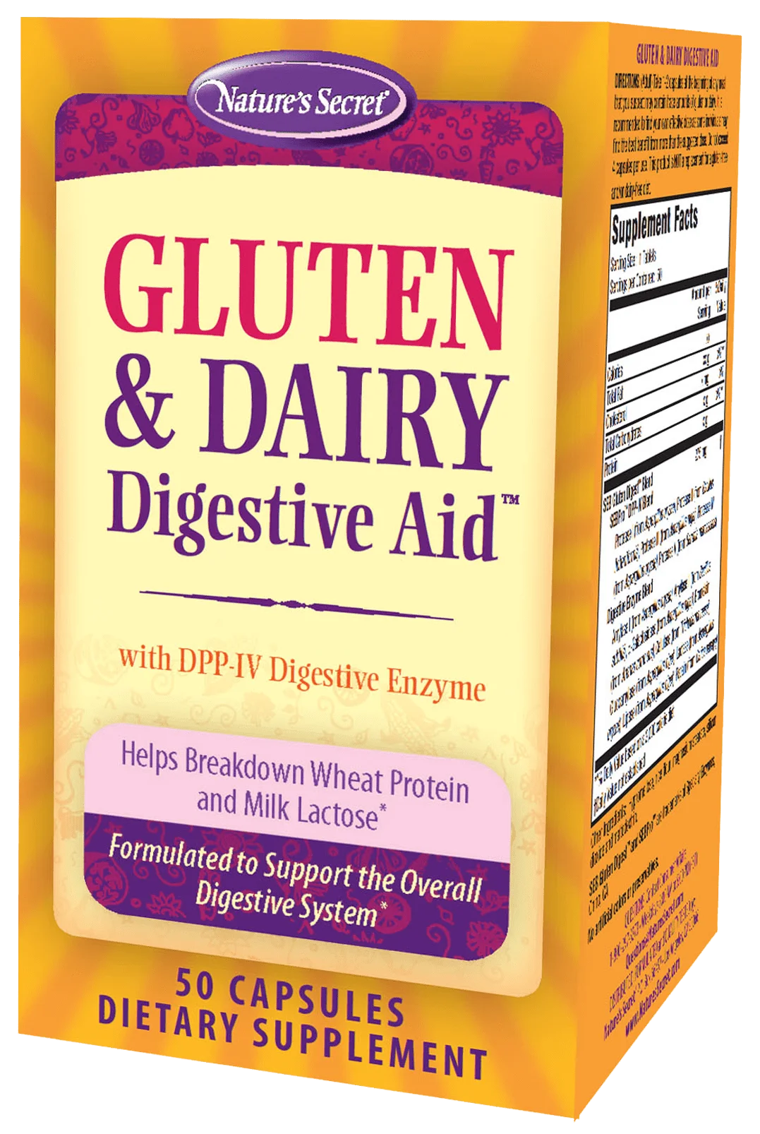 Nature's Secret - Gluten & Dairy Digestive Aid, 50 Cap (Pack of 1) - Digestive Enzymes Supplement