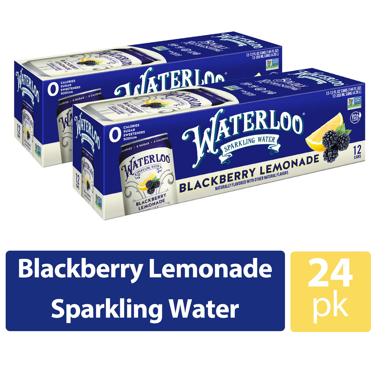 Waterloo Blackberry Lemonade Sparkling Water - 3 Pack, 8 Fl Oz. - Cozy Farm 