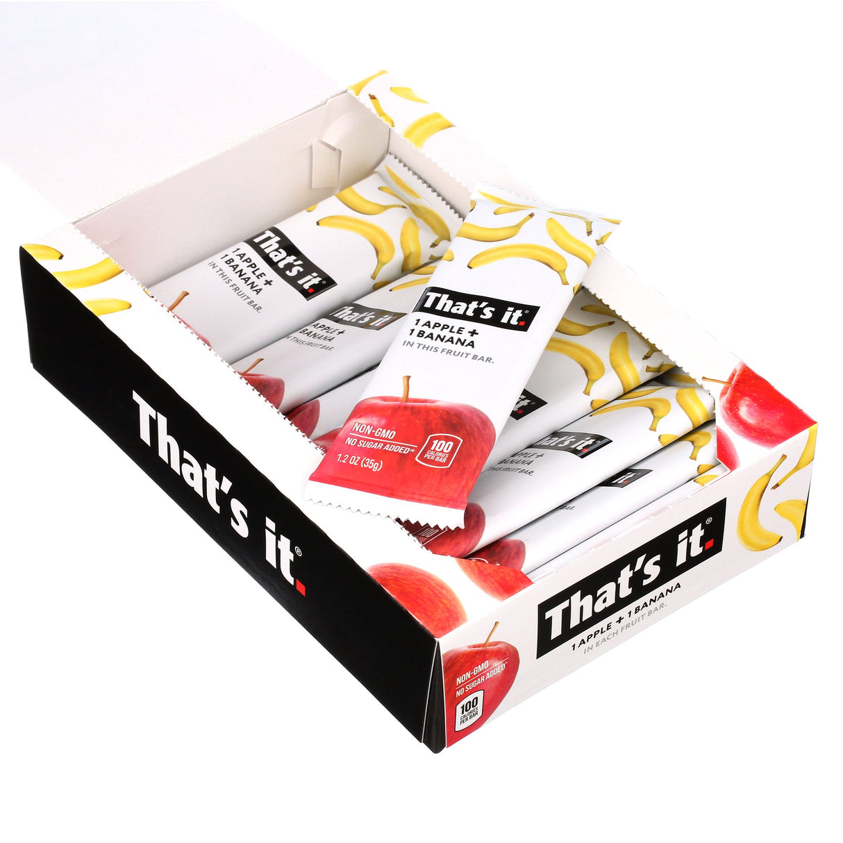 That's It Apple and Banana Fruit Bars, 100% Real Fruit, Gluten Free, 1.2 oz Bars, Case of 12