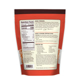 Back of a food package with nutrition facts, cooking instructions, and text on a white background