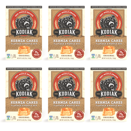 Kodiak Cakes - Kernza Pancake Waffle Mix, 16 oz (Pack of 6) - High Protein Breakfast