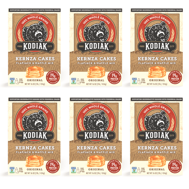 Kodiak Cakes - Kernza Pancake Waffle Mix, 16 oz (Pack of 6) - High Protein Breakfast