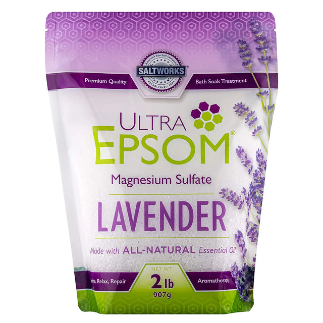 Saltworks - Ultra Epsom Salt Lavender, 2 lb - Relaxing Bath Soak