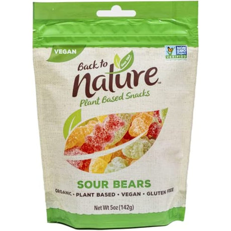 Back to Nature Gummy Bears in Zesty Sour Flavors (Pack of 12 - 5 Oz Each) - Cozy Farm 