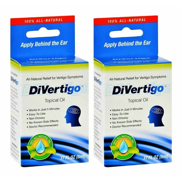 DiVertigo - Essential Topical Oil Blend for Vertigo & Dizziness Relief (0.17 fl oz) - Pack of 2