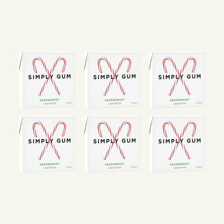 Simply Gum - Holiday Peppermint Gum, 15 ct (Pack of 6) - GMO Free Chewing Gum