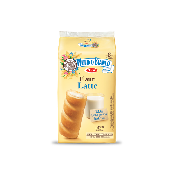 Mulino Bianco Flauti Milk Cream Snacks, 8 Pack