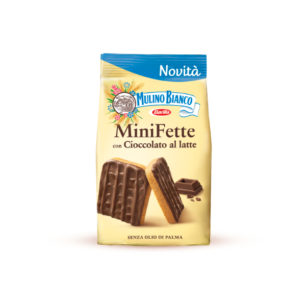 Mini fette biscottate with chocolate milk, Mini Rusks Mulino Bianco covered with milk chocolate