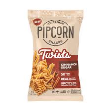 Pipcorn - Twists Cinnamon Sugar, 4.5 oz (Pack of 12) - Gluten-Free Snacks