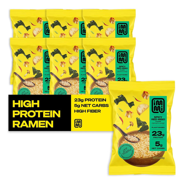 Immi - Spicy Red Miso Ramen, 2 oz (Pack of 6) - Low Carb Noodle Soup
