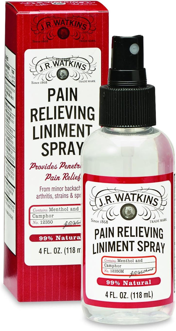 J.R. Watkins Natural Pain-Relieving Liniment Spray, Menthol & Camphor, 4 OZ