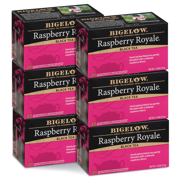 Bigelow Raspberry Royale Black Tea, Naturally Flavored, Case of 6 (20 Tea Bags)