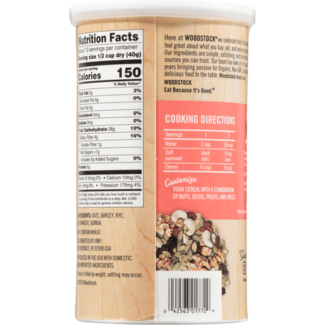 Woodstock Non-GMO 5 Grain Cereal, 18.5 oz, Pack of 12