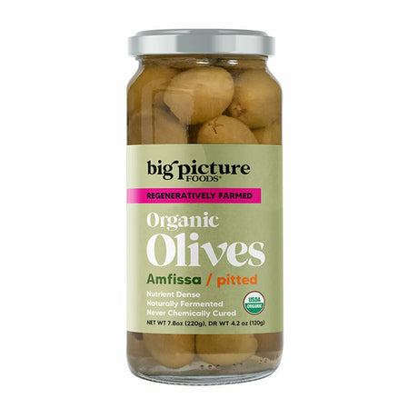 Big Picture Foods - Organic Amfissa Olives, 7.8 oz (Pack of 8) - Greek Kosher Olives