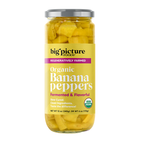 Big Picture Foods - Organic Banana Pepper Rings, 12 oz (Pack of 8) - Kosher Certified