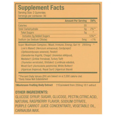 Plant People Wonderday Mushroom Gummies, Raspberry, 60 Count, Gluten-Free