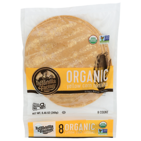 La Tortilla Factory - Yellow Corn Tortillas, 8 ct (Pack of 12) - Gluten Free Wraps