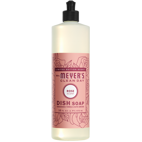 Mrs. Meyer's Clean Day Liquid Dish Soap, Refreshing Rose Scent, 16 Fl Oz (Pack of 6) - Cozy Farm 