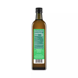 Bottle of avocado oil with a green label on a white background