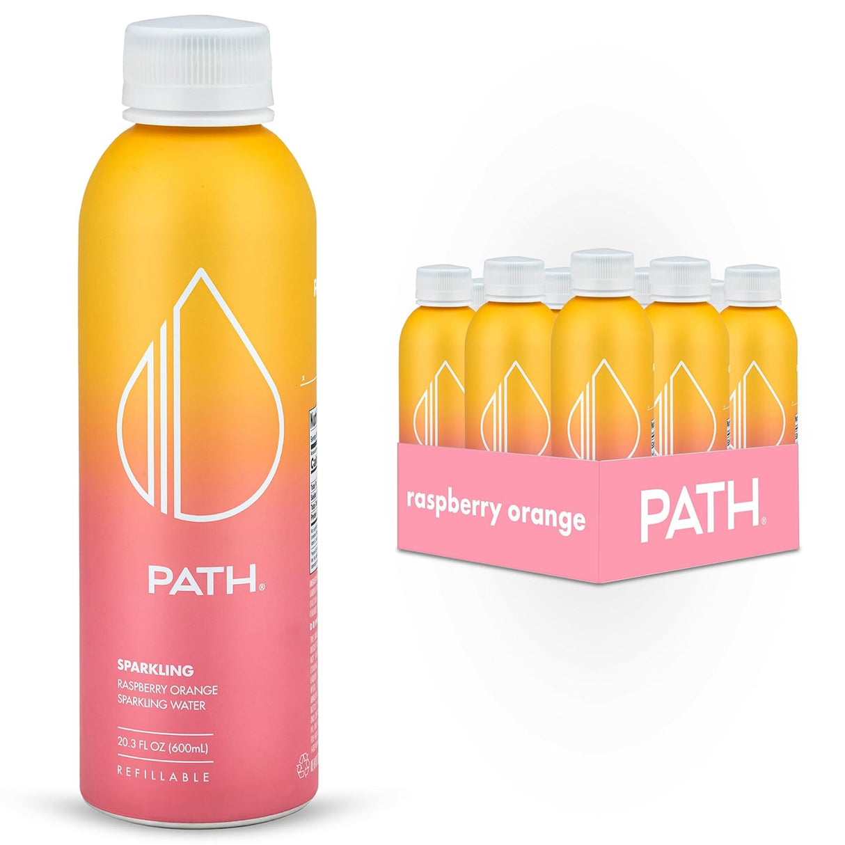 Pathwater - Sparkling Water Orange Raspberry, Pack Of 12-20.3 Fl Oz - Cozy Farm 