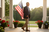 Person using patriotic USA aluminum cane