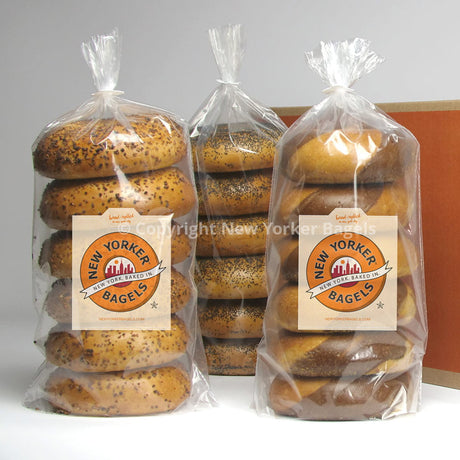 New York Plain Bagels, 2 Dozen, Fresh Hand-Rolled NYC Bagels