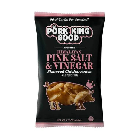 Pork King Good - Himalayan Salt & Vinegar Pork Rinds, 7 oz (Pack of 6) - Keto Friendly Snack