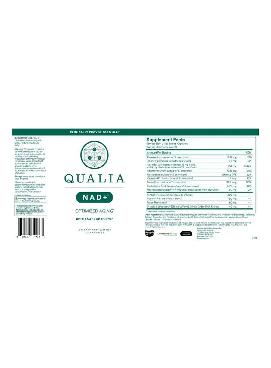 Qualia NAD+ Optimized Aging Supplement, 42 Capsules