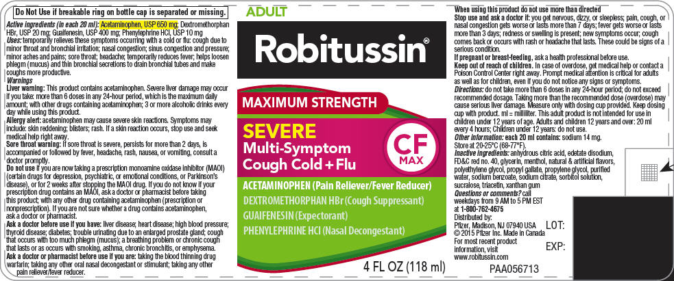 Robitussin Severe Multi-Symptom Cough, Cold & Flu Liquid, 4 Fl Oz - Cozy Farm 